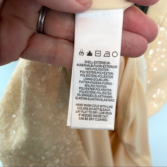NWT Dress the Population Cream Zoe Sequined Mini L - Picture 15 of 16
